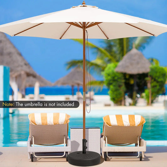 19.5 Inch Fillable Round Umbrella Base Stand for Yard Garden Poolside-Black - Tampa Home & Garden Store