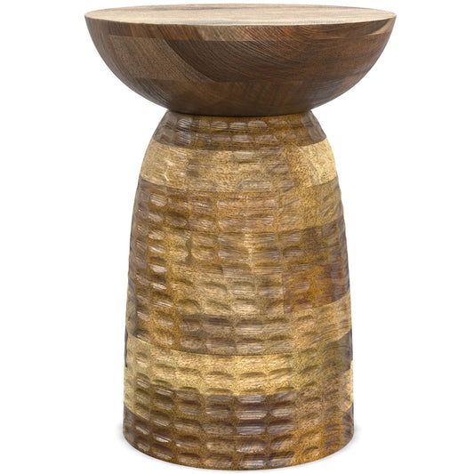 Boyd Handcrafted Accent Table with dark wood bowl-top and textured pedestal base by Unique Piece on Tampa Home & Garden Store
