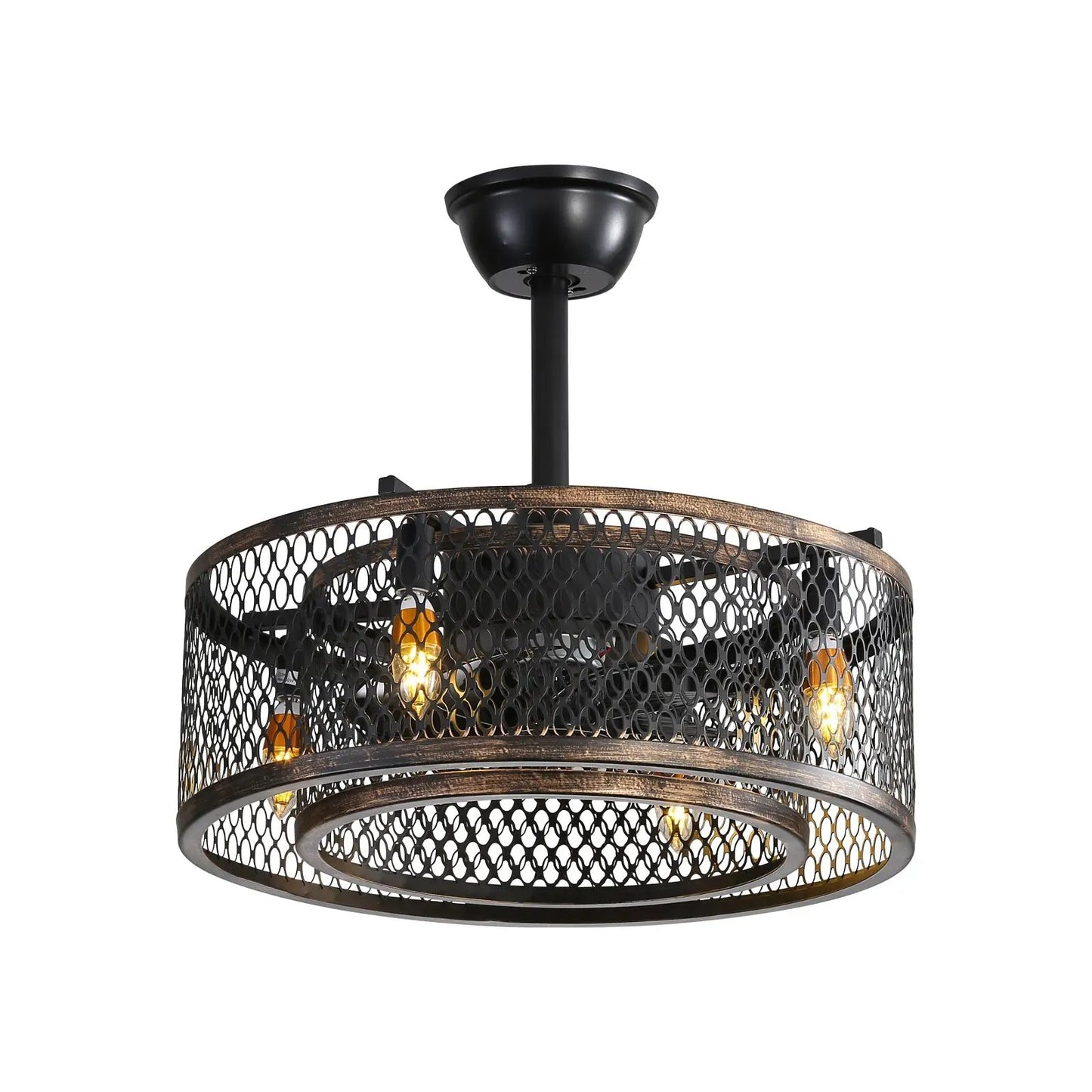 20 Inch Cage Ceiling Fan with Lights black metal cage with Edison bulbs ceiling-mount on Tampa Home & Garden Store