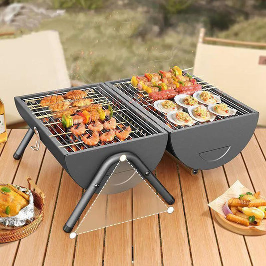 Outdoor double-sided barbecue stove, gray steel, two grill surfaces VIP Digital Presence on Tampa Home & Garden Store