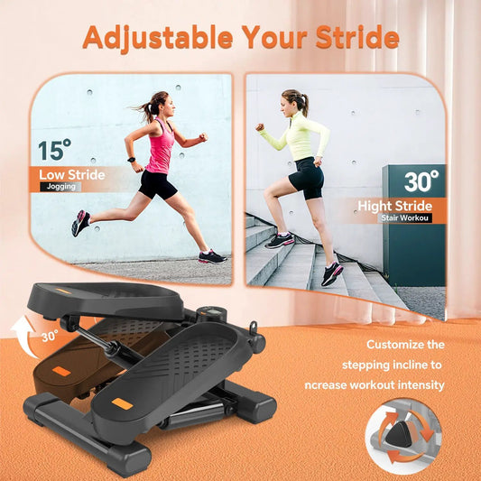 Home Mini Stepper with LCD Monitor and Bands, compact black stair stepper on Tampa Home & Garden Store