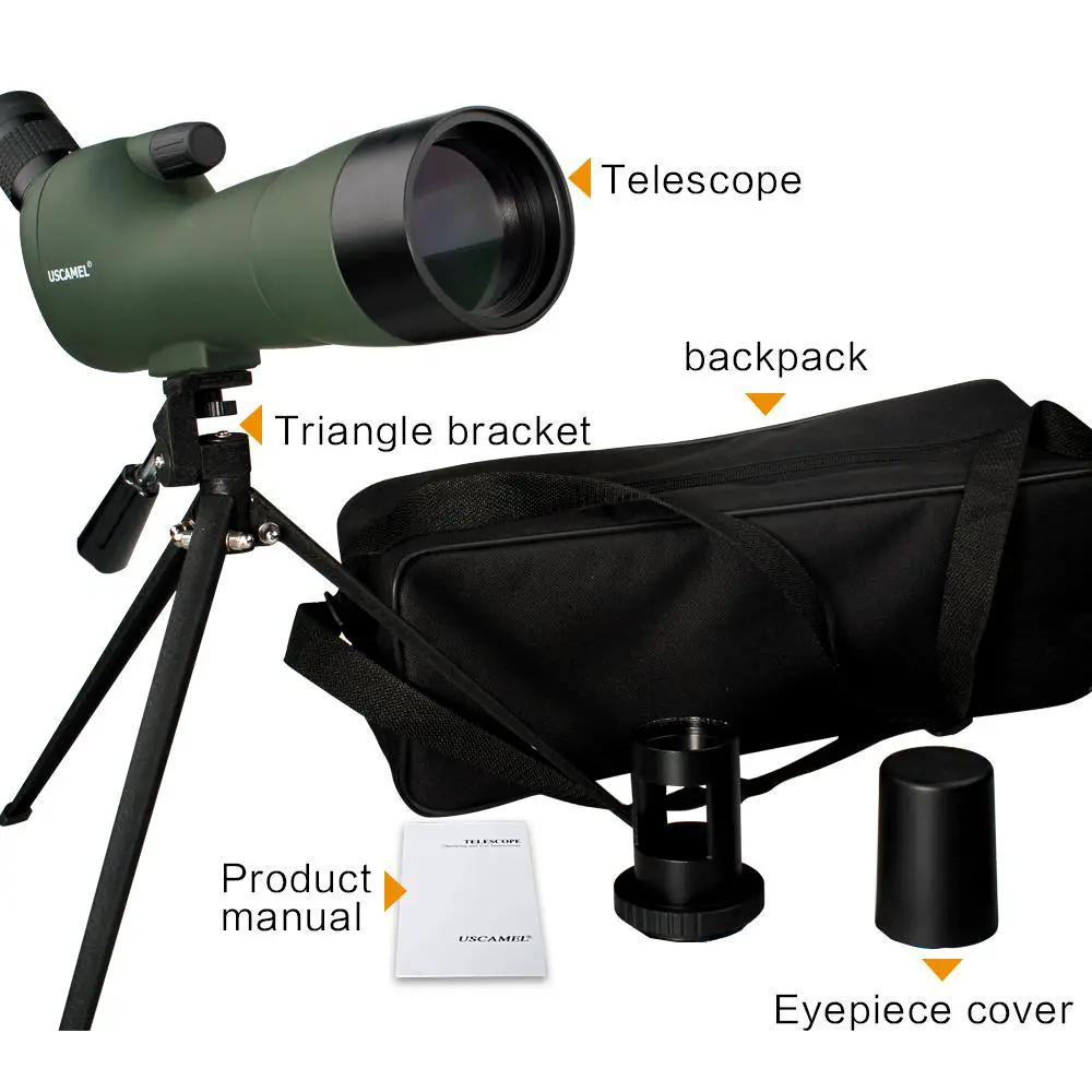 Uscamel Bird Watching Spotting Scope 20-60x60 green on tripod with backpack and accessories on Tampa Home & Garden Store