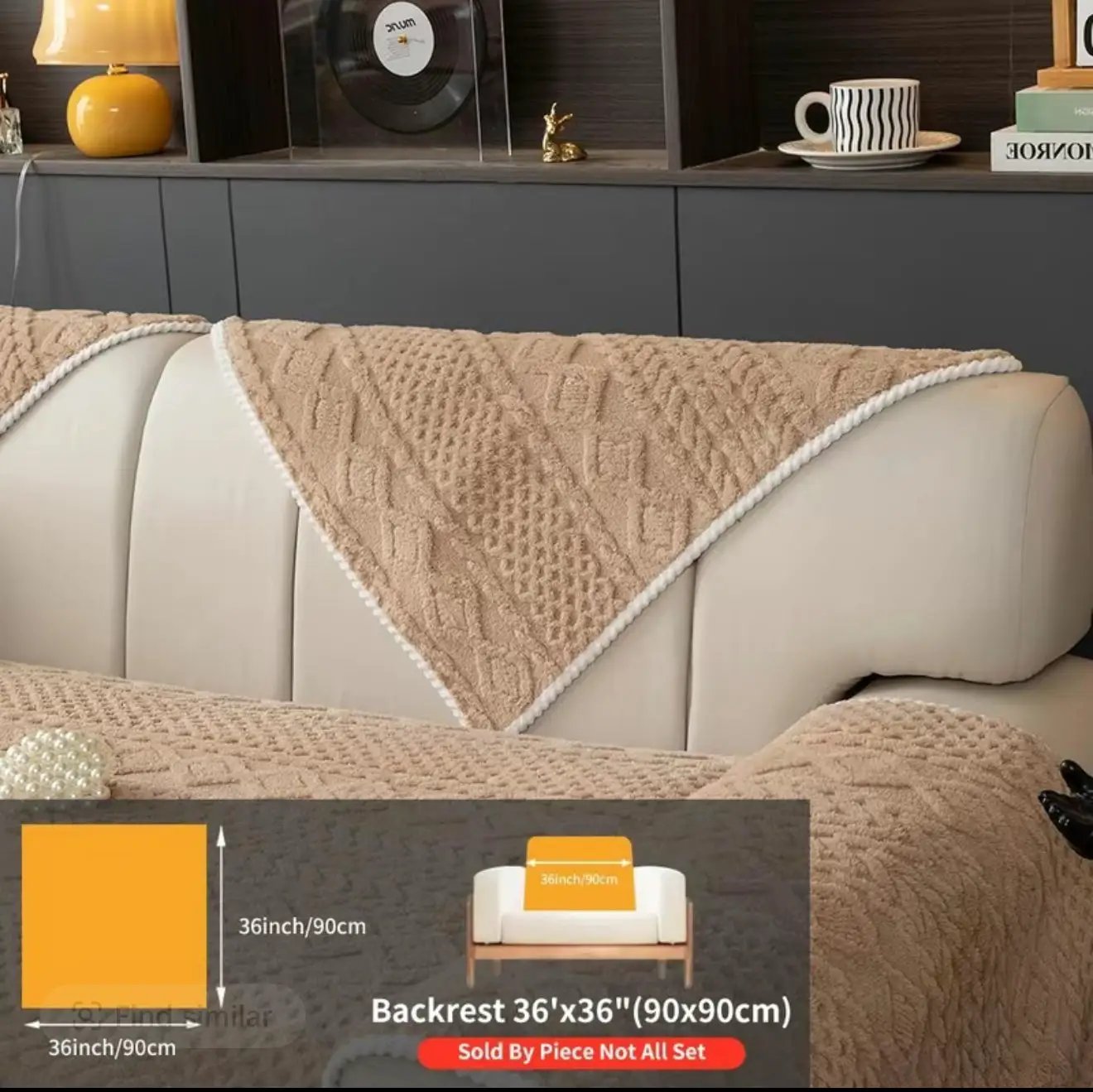 SofaEase protective cover for sofas and pet hair beige textured knit slipcover on sofa on Tampa Home & Garden Store