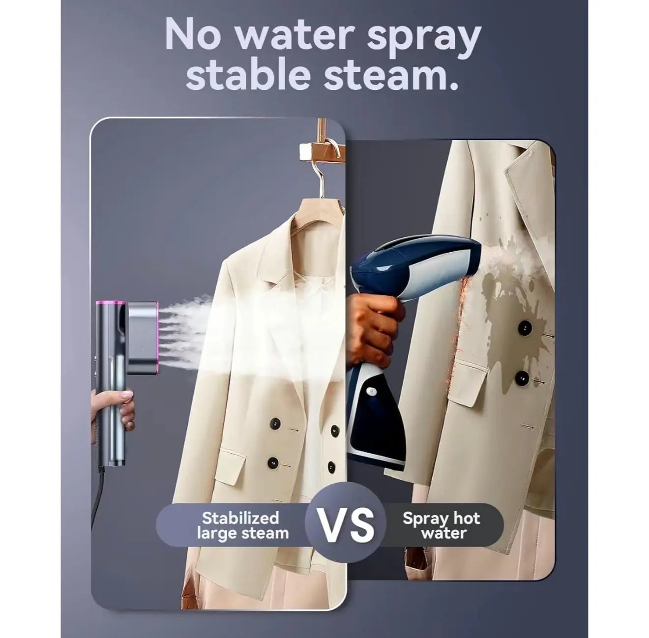 SteamEase Pro Steamer Travel Dual Voltage blue/white garment steamer, stabilized steam on Tampa Home & Garden Store