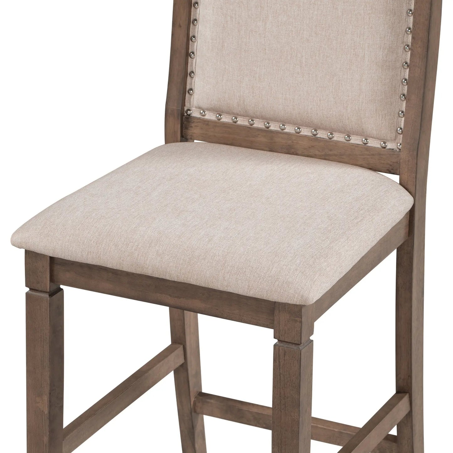 Juego de mesa de comedor de 3 piezas TOPMAX de madera a altura de mostrador con hoja abatible y 2 sillas de comedor tapizadas para espacios pequeños, marrón
