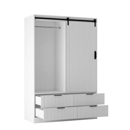 Tall white armoire wardrobe with sliding barn doors, interior hanging rod VIP Digital Presence on Tampa Home & Garden Store