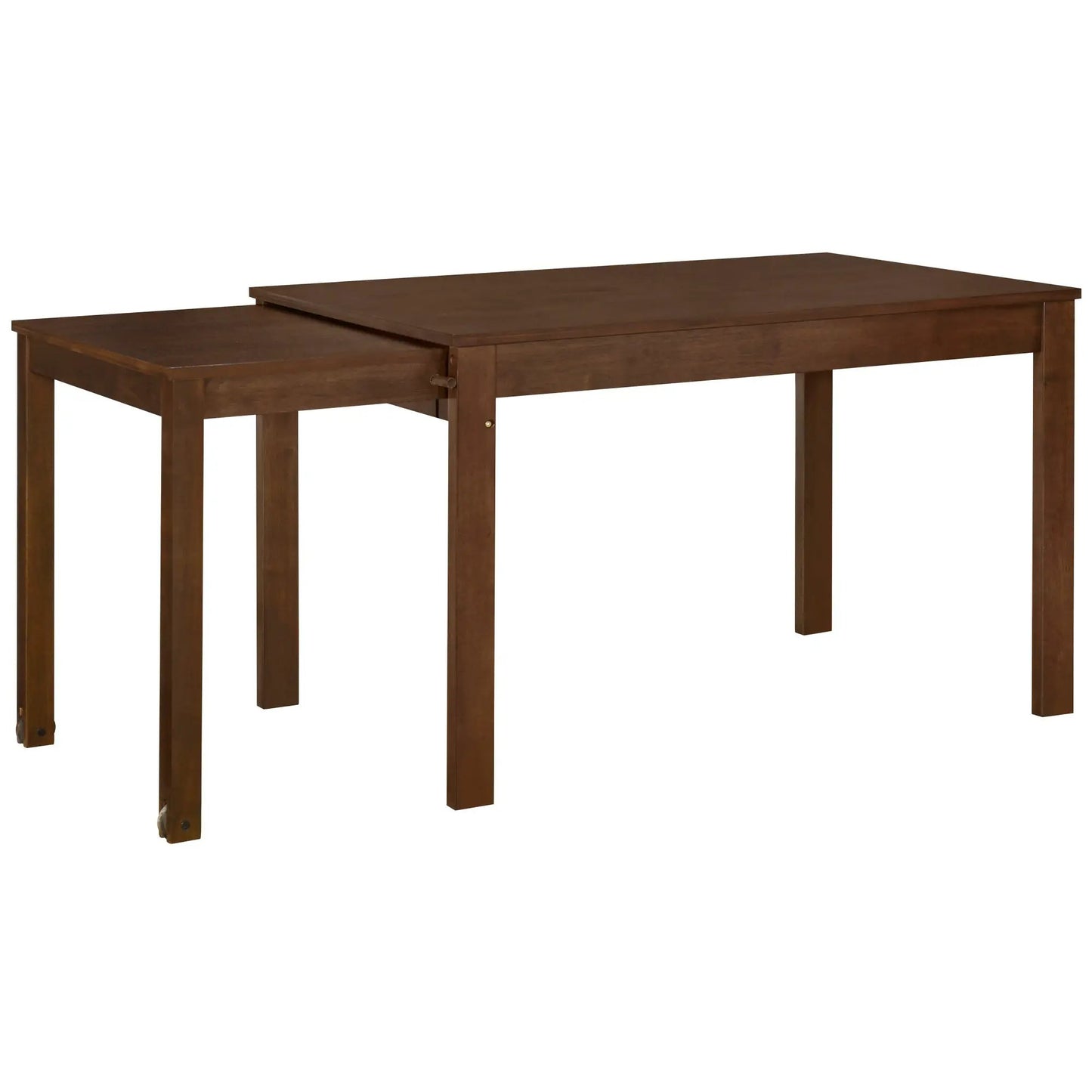 TOPMAX Juego de 5 piezas de 65" con ruedas y mesa de comedor extensible, mesa auxiliar extraíble de 17.7" y silla de comedor pequeña Marrón