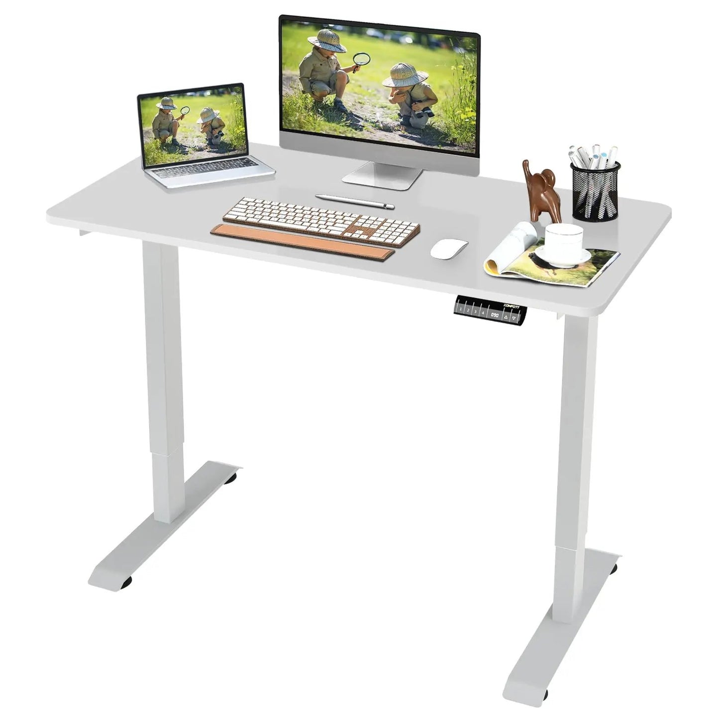 Electric height adjustable standing desk with memory controller in white, DirectDeals on Tampa Home & Garden Store
