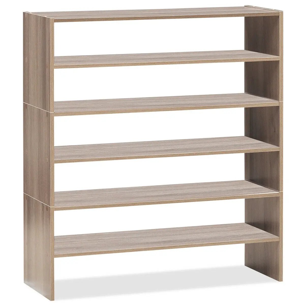 3-piece stackable wooden shoe rack, five-shelf, light wood finish on Tampa Home & Garden Store