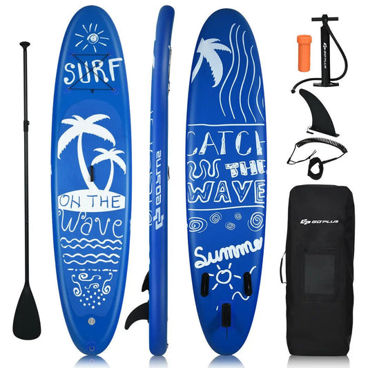 DirectDeals blue inflatable stand up paddle board with palm design; includes pump and bag on Tampa Home & Garden Store