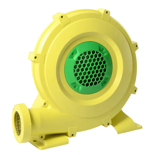 950W DirectDeals air blower for inflatable bounce house, yellow housing with green grille on Tampa Home & Garden Store