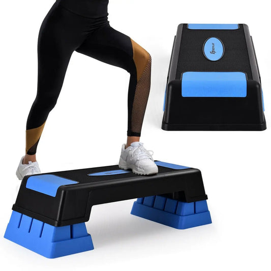 DirectDeals Aerobic Stepper Trainer with Adjustable Height black platform blue accents on Tampa Home & Garden Store
