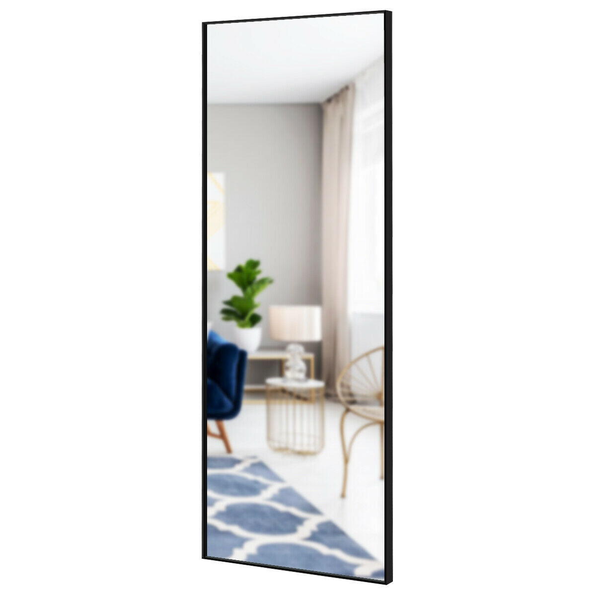 Espejo de cuerpo entero de 59 pulgadas, espejo de dormitorio rectangular grande, dorado