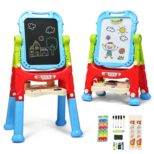 Height Adjustable Kids Art Easel Magnetic Double Sided Board-Blue - Tampa Home & Garden Store