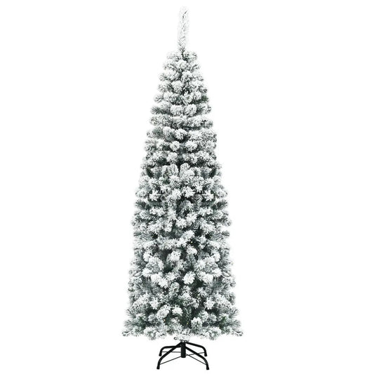 DirectDeals 6 ft unlit hinged snow-flocked artificial pencil Christmas tree with 500 tips on Tampa Home & Garden Store