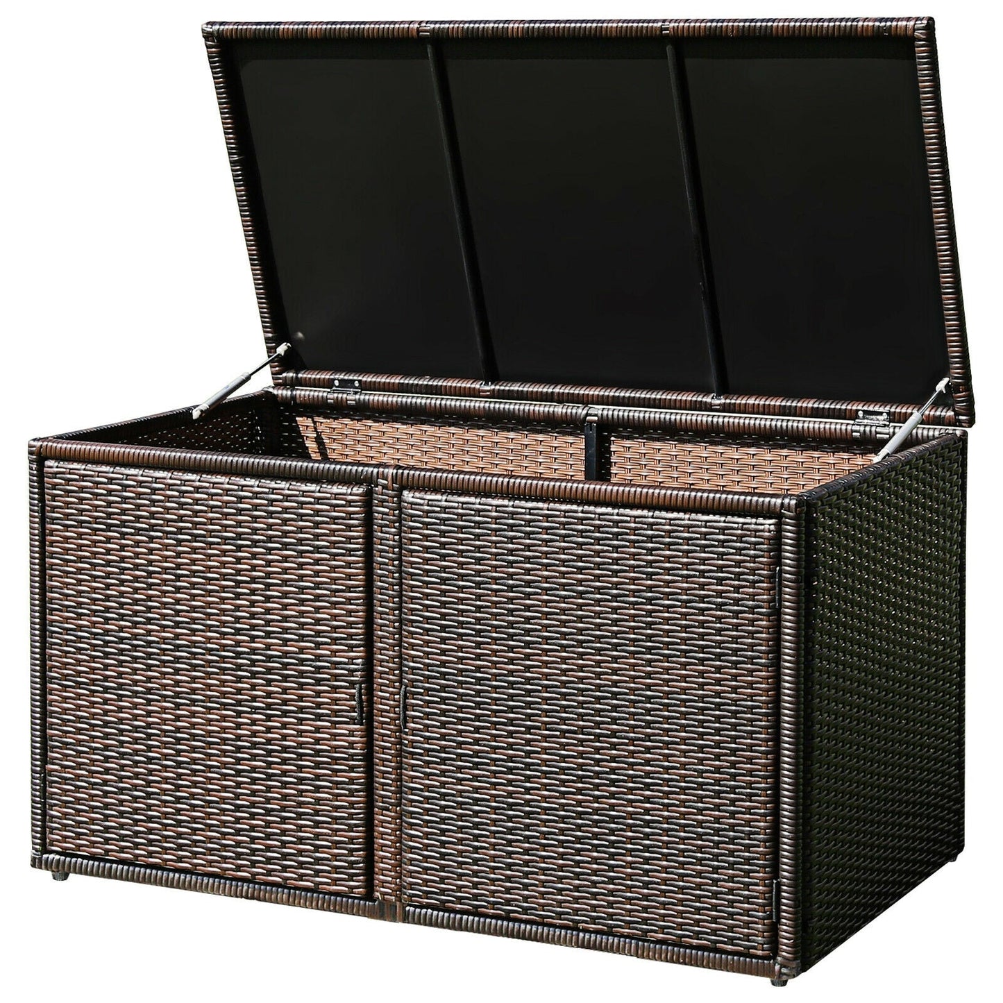 88 Gallon Garden Patio Rattan Storage Container Box-Black