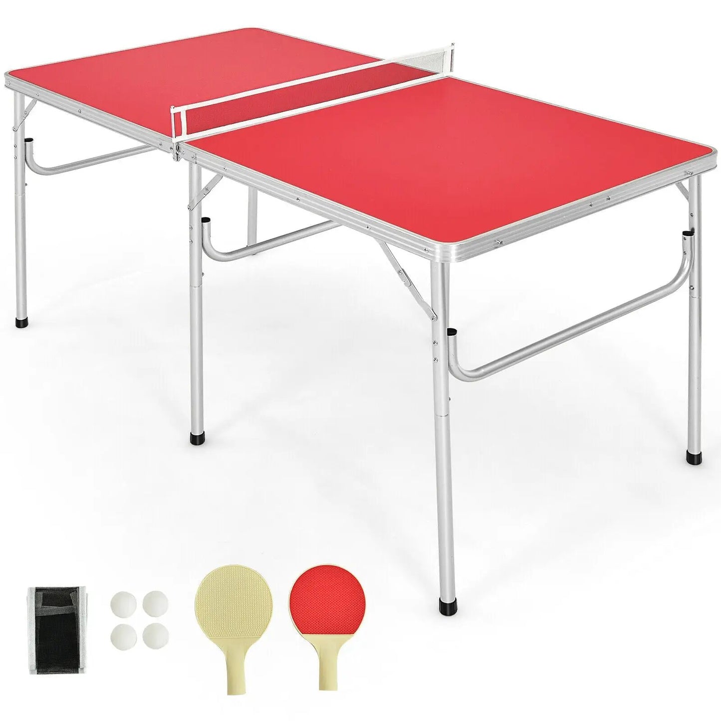 60-Inch portable ping pong table with foldable frame, includes 2 paddles and 6 balls on Tampa Home & Garden Store