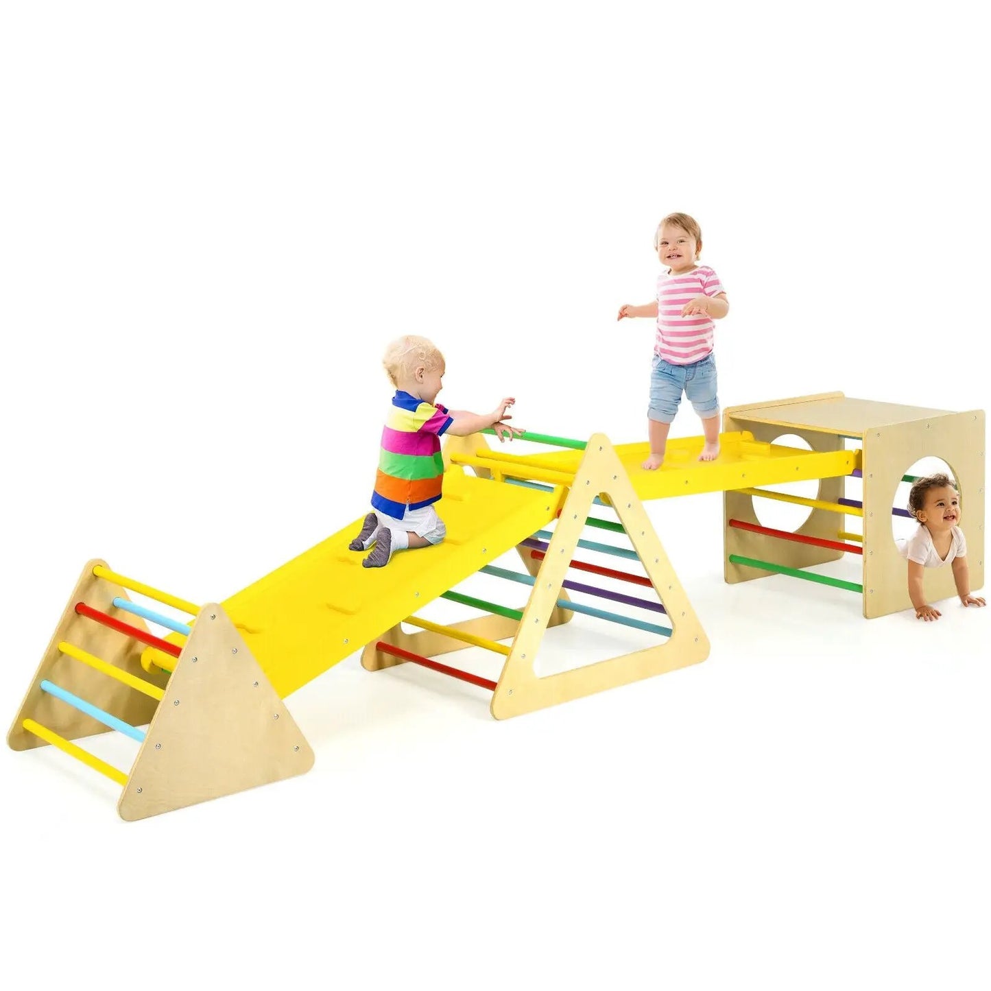 5 in 1 Kids Triangle Climber Play Gym Set with 2 Ramps - Tampa Home & Garden Store