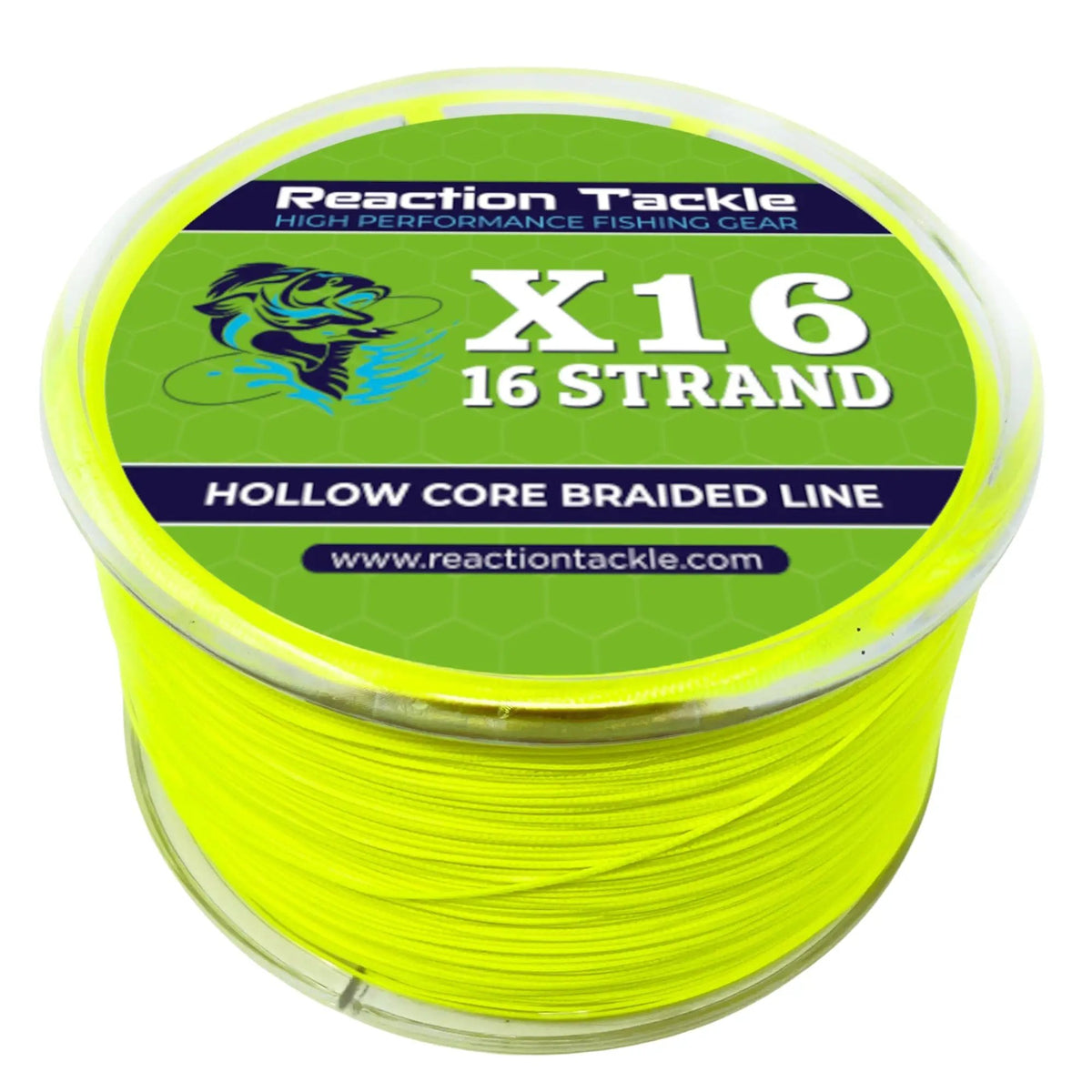 Reaction Tackle Hollow Core 16-Strand braided fishing line neon yellow on Tampa Home & Garden Store