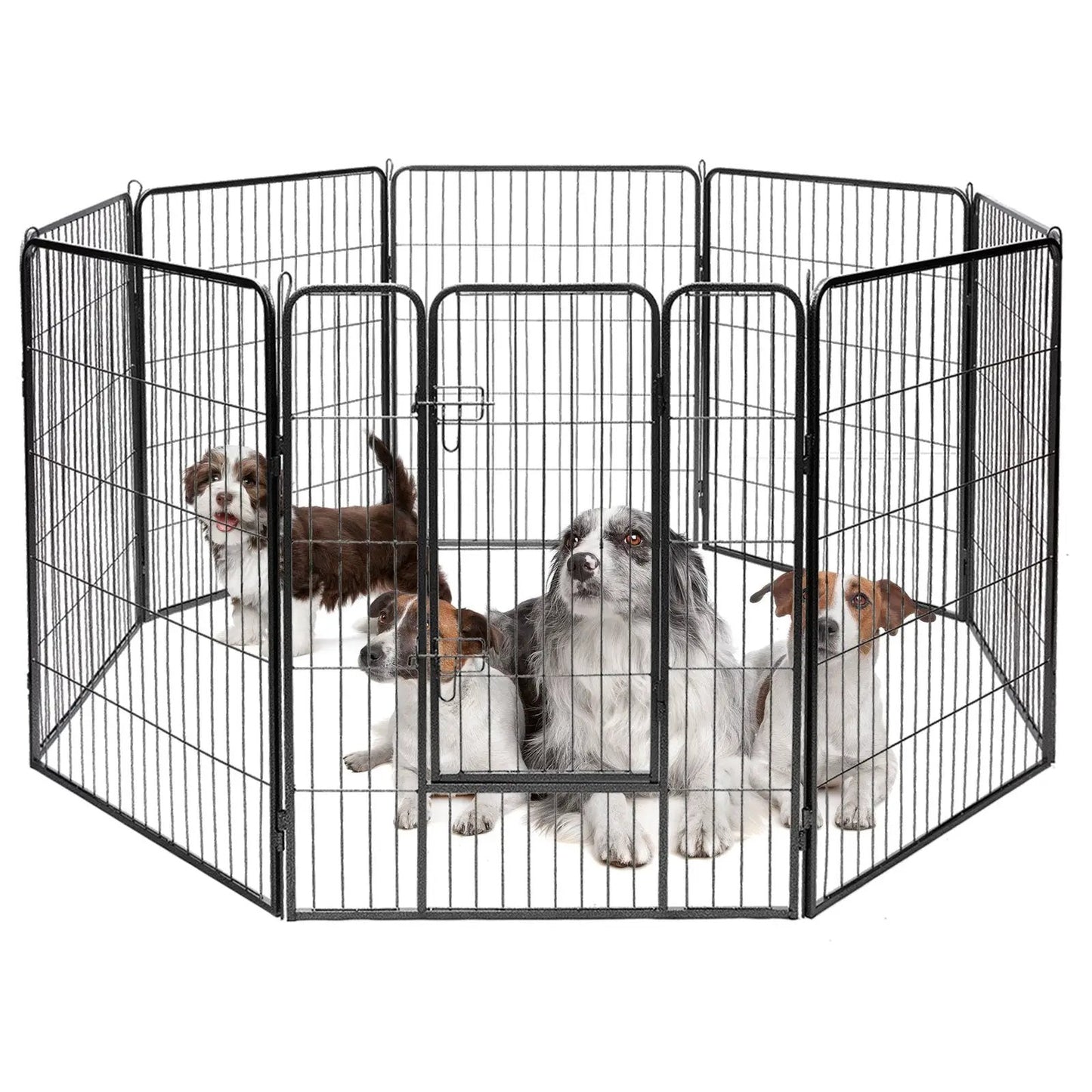 8-panel heavy-duty metal pet playpen with door, DirectDeals, black frame on Tampa Home & Garden Store