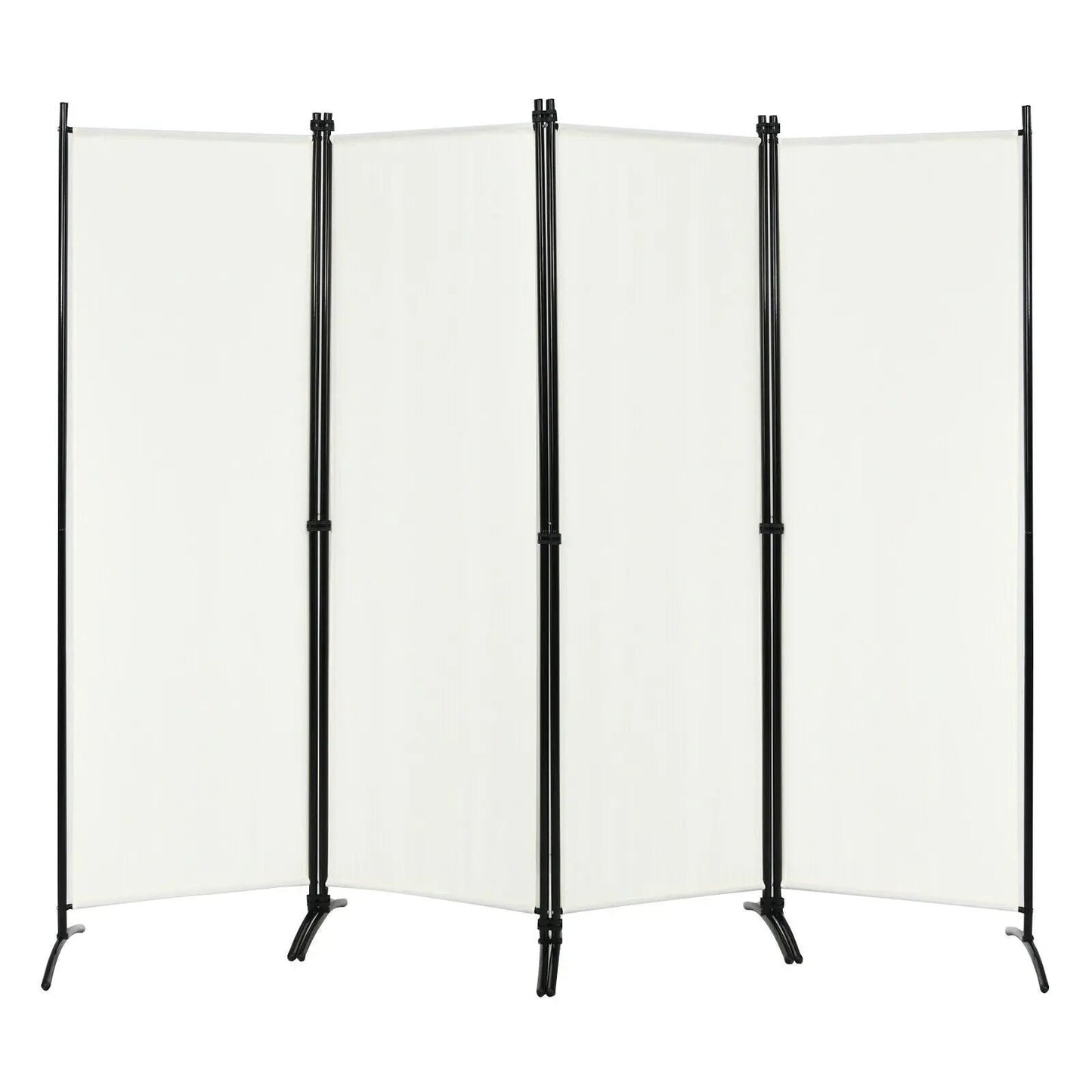 4-Panel Room Divider with Steel Frame-Brown - Tampa Home & Garden Store