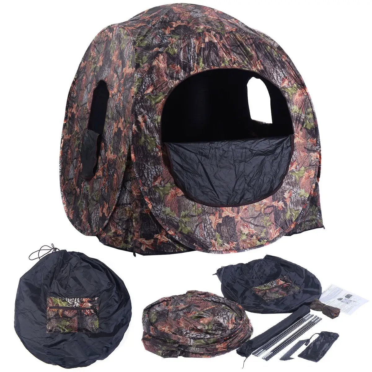 DirectDeals portable camo pop-up ground blind with leaf pattern and front window on Tampa Home & Garden Store
