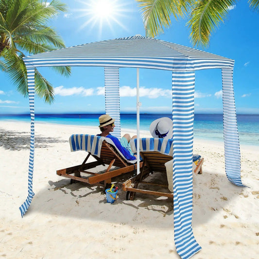6.6 x 6.6 Feet Foldable and Easy-Setup Beach Canopy With Carry Bag-Blue - Tampa Home & Garden Store