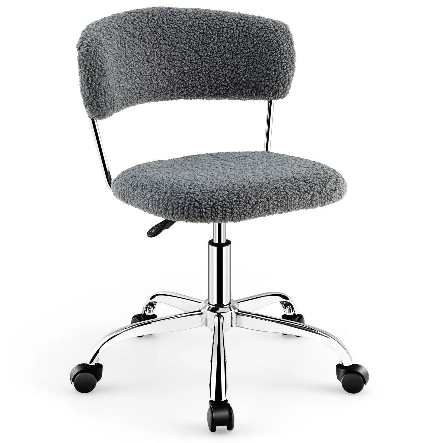 Computer Desk Chair Adjustable Sherpa Office Chair Swivel Vanity Chair-White - Tampa Home & Garden Store