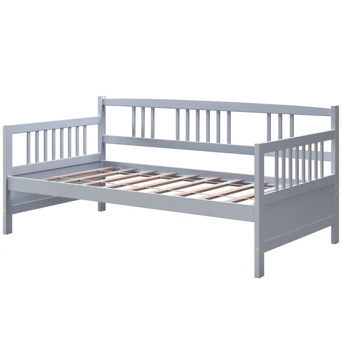 Twin size wooden daybed with rails and slatted base in gray finish by DirectDeals on Tampa Home & Garden Store