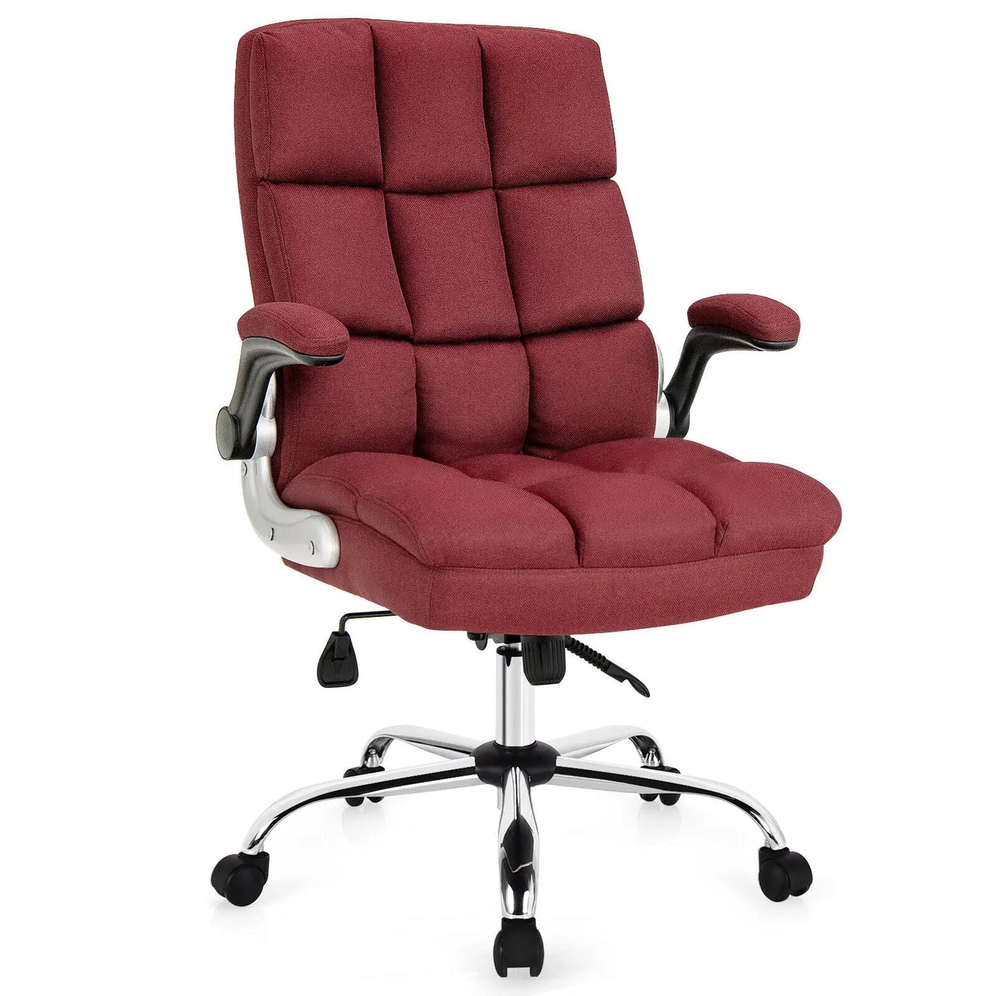 Adjustable high-back swivel office chair burgundy with padded arms and chrome base DirectDeals on Tampa Home & Garden Store