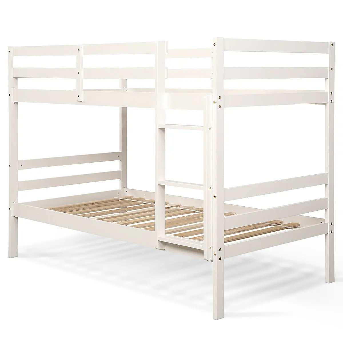 Twin Bunk Bed Children Wooden Bunk Beds Solid Hardwood-Brown - Tampa Home & Garden Store