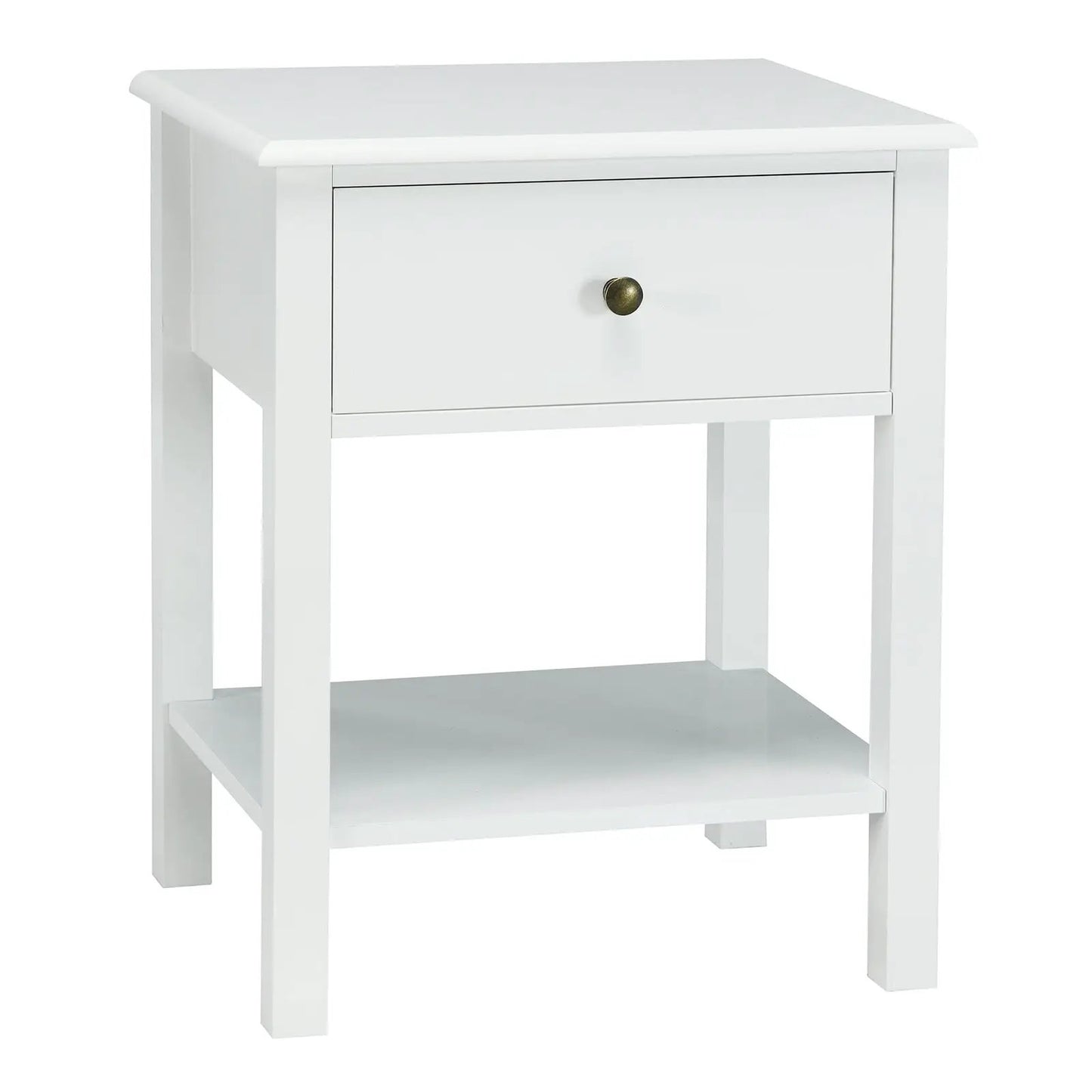 Nightstand end table white with drawer and shelf brass knob DirectDeals on Tampa Home & Garden Store