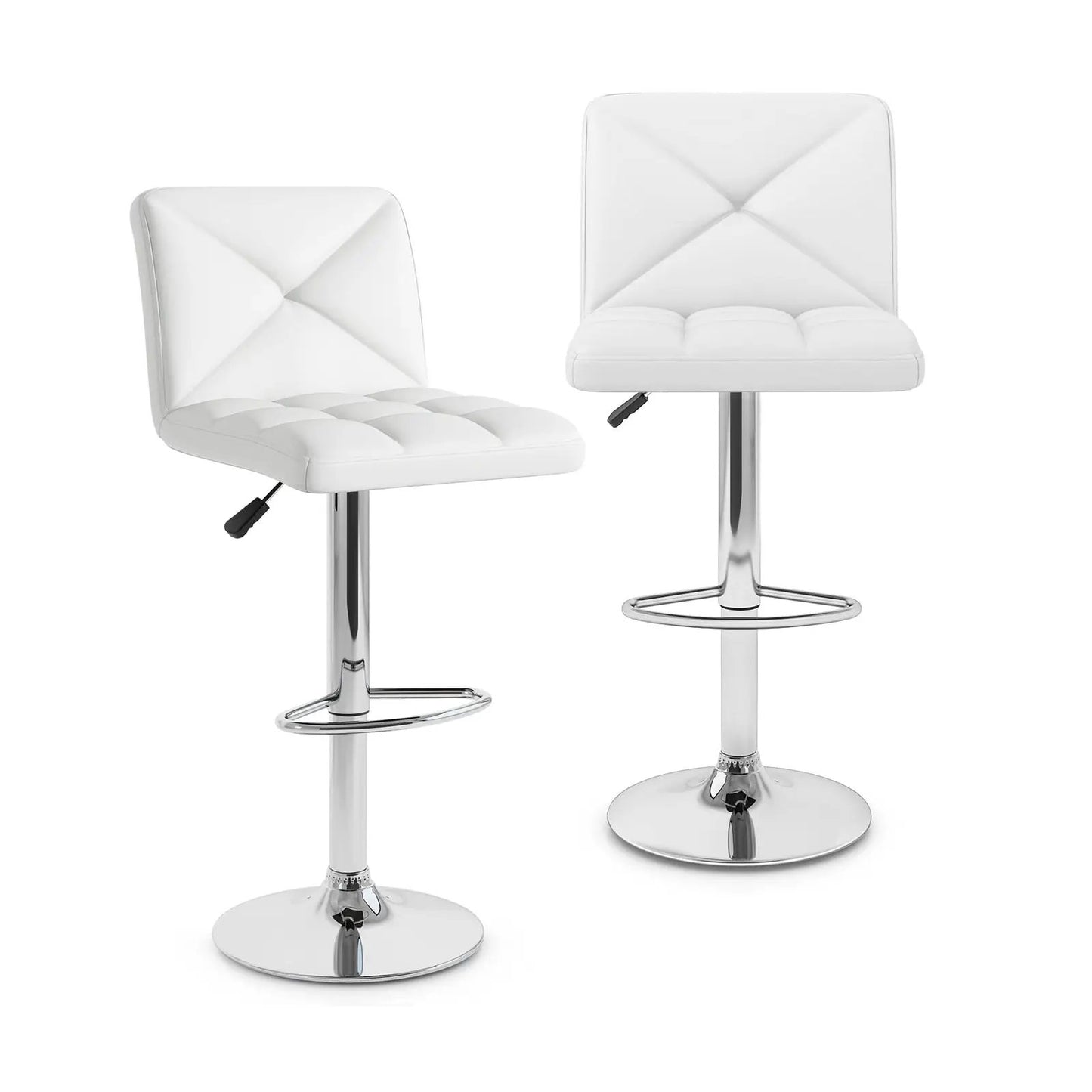 PU Leather Bar Stools White Back Adjustable 2-pack DirectDeals chrome bases on Tampa Home & Garden Store