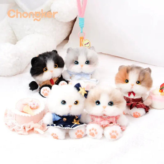 Kitty Charms mini plush keychain set featuring five kittens in pastel outfits by Chongker on Tampa Home & Garden Store