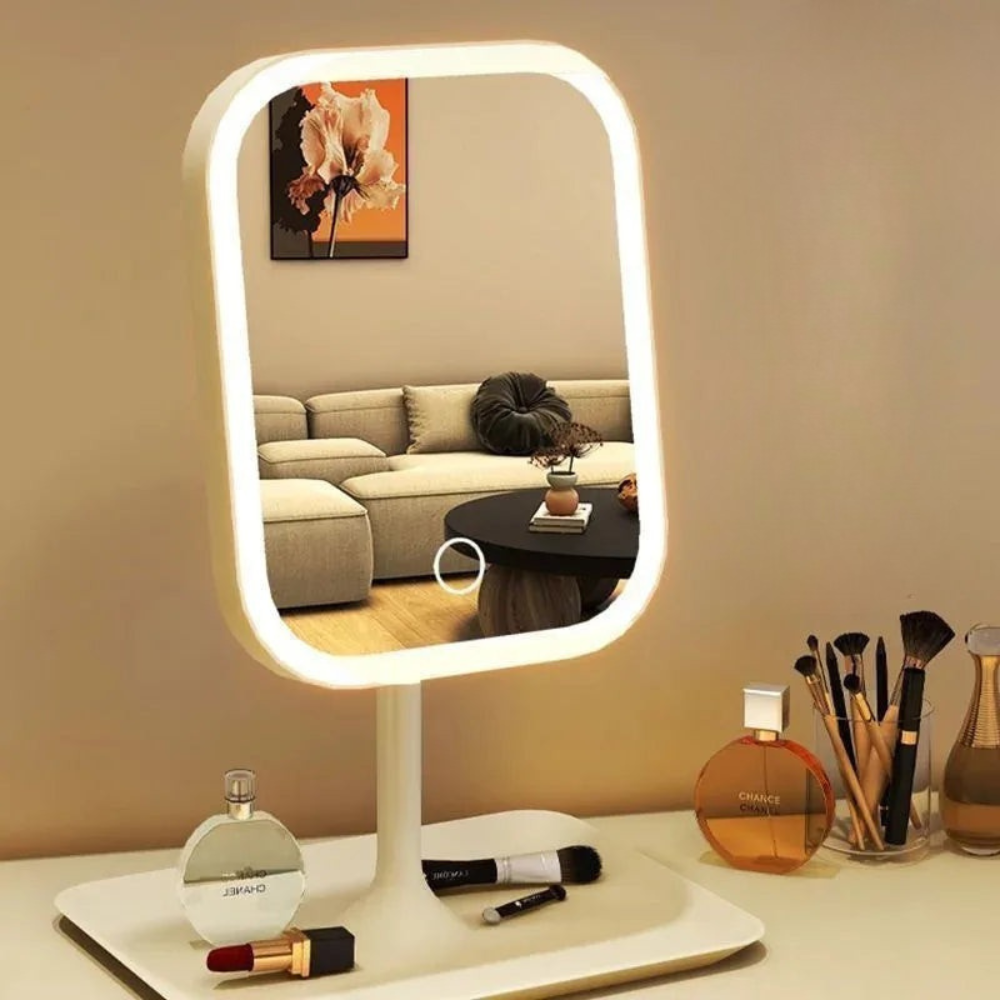 LED makeup mirror with touch control, white LED ring on a stand Moktan Sabai on Tampa Home & Garden Store