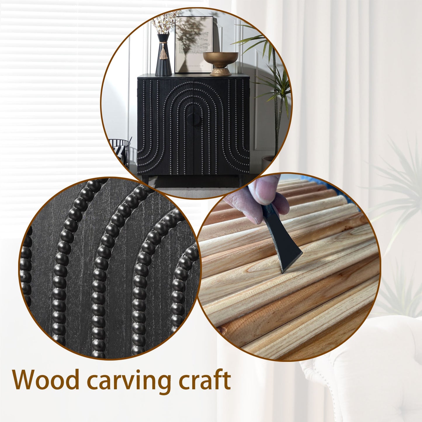 Modern Black Wood Storage Cabinet with Decorative Door, accent furniture by HouseOfZazla on Tampa Home & Garden Store