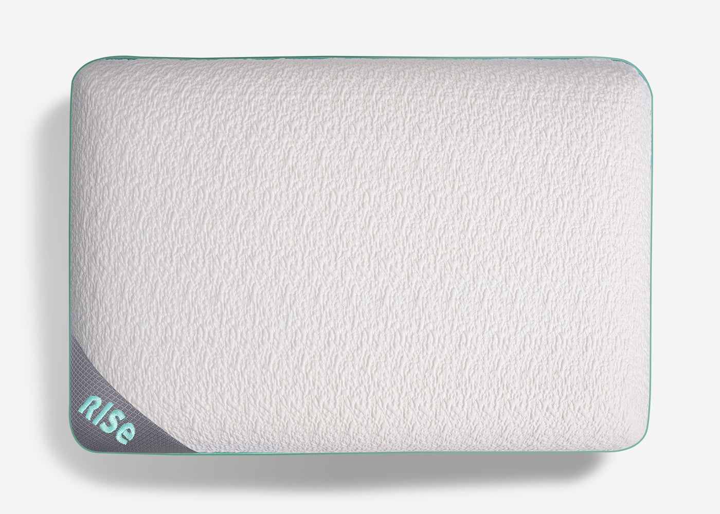 BedGear Rise Multiposition Pillow backrest with white textured cover teal edge Rise corner label on Tampa Home & Garden Store