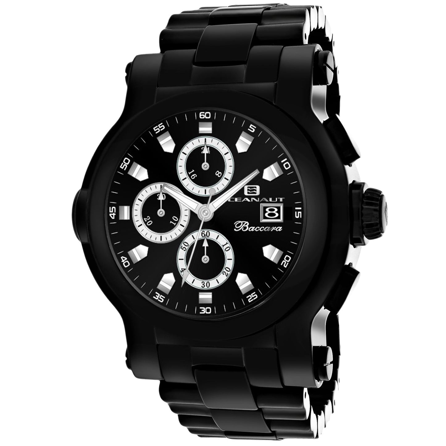 Oceanaut Baccara XL men's watch with black stainless steel bracelet and chronograph subdials on Tampa Home & Garden Store