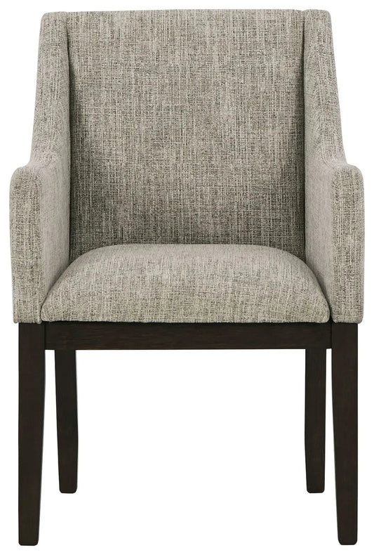 Burkhaus UPH dining arm chair set of 2 in beige fabric with dark brown wood legs on Tampa Home & Garden Store