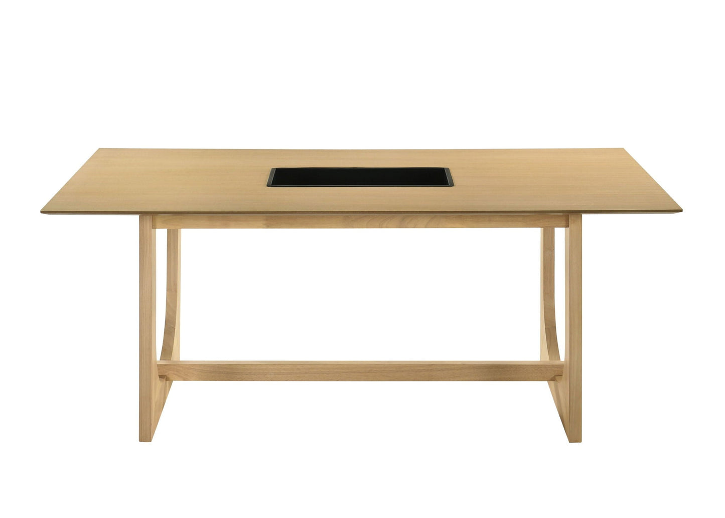 Blayde Natural Wood Dining Table with black inset panel in light oak finish by HouseOfZazla on Tampa Home & Garden Store