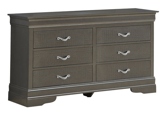 Metalic Black dresser by HouseOfZazla with crocodile-textured fronts and silver handles on Tampa Home & Garden Store