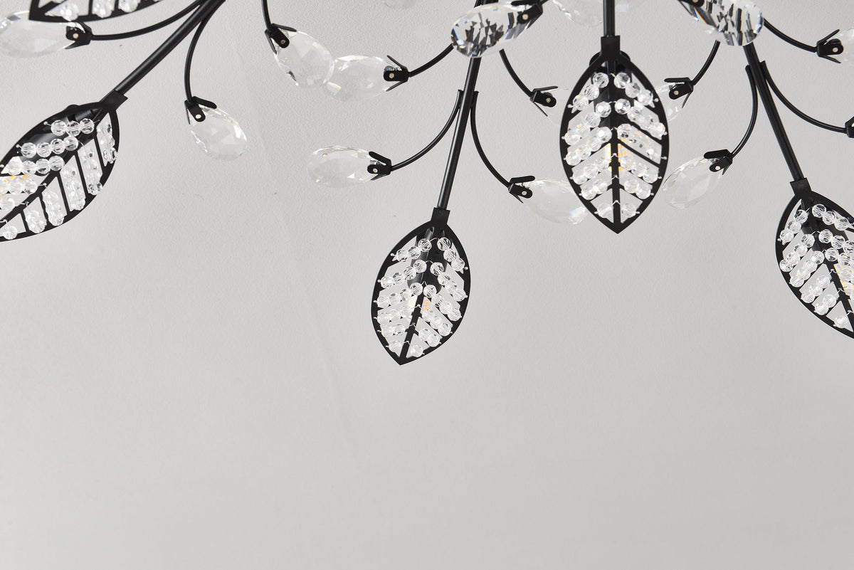 15-Light Chandelier Crystal Ceiling Lamp by HouseOfZazla with black metal frame and crystal drops on Tampa Home & Garden Store
