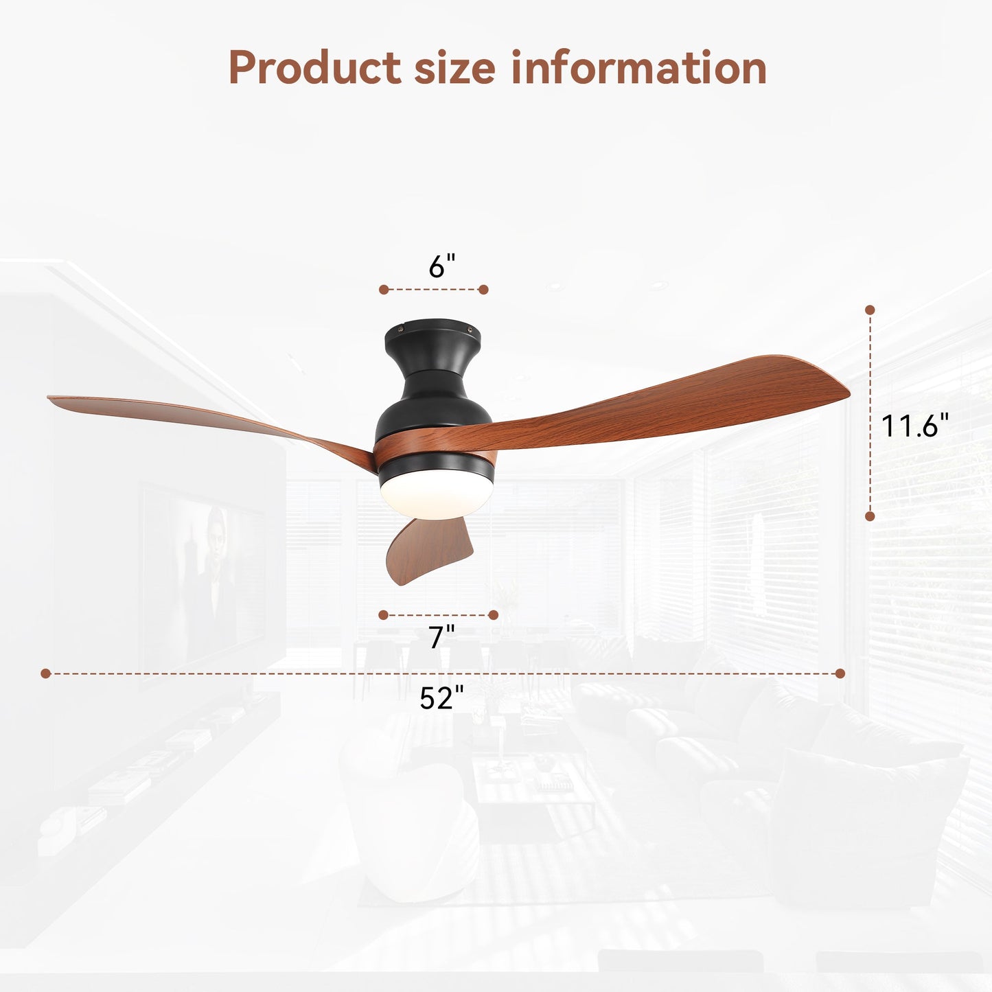 52-Inch ceiling fan with lights, reversible DC motor, wood blades, black housing HouseOfZazla on Tampa Home & Garden Store