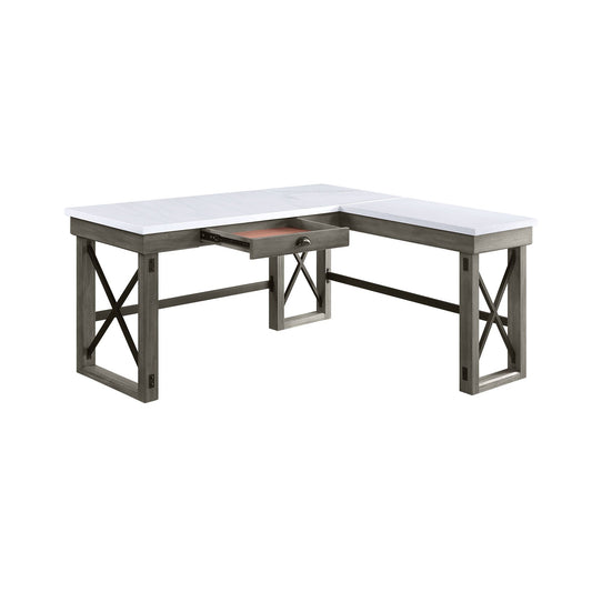 Talmar Marble Top Weathered Writing Desk with Lift Top two-piece gray wood corner desk on Tampa Home & Garden Store