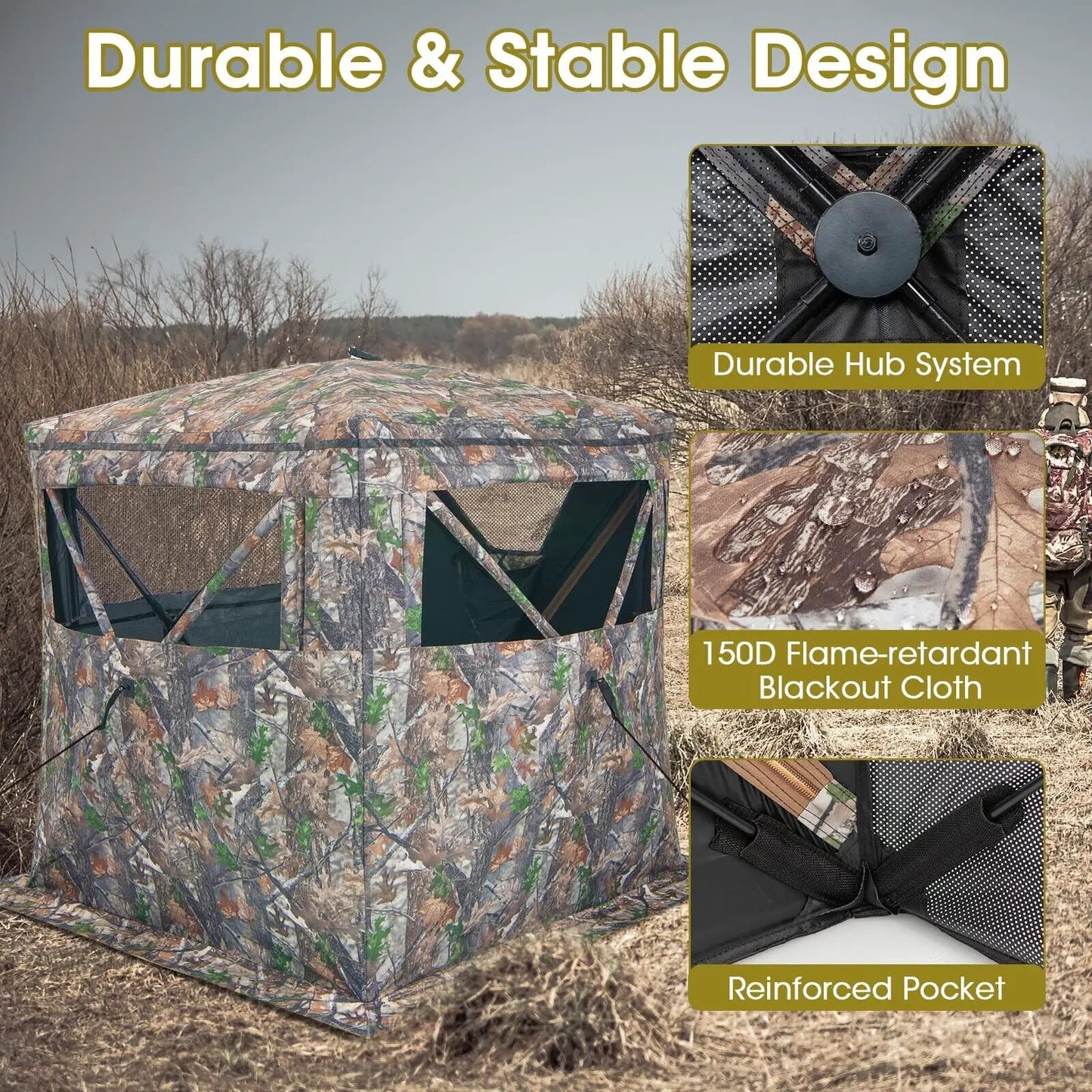 2-3 Person Hunting Blind Ground Tent in camouflage fabric with mesh windows DirectDeals on Tampa Home & Garden Store