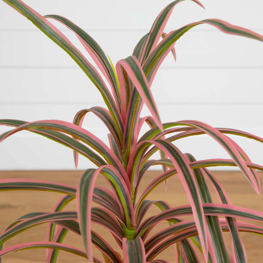 2 ft artificial Dracaena Marginata plant with pink-green variegated leaves by Nearly Natural on Tampa Home & Garden Store