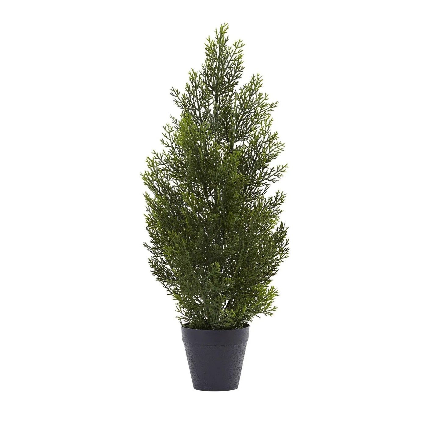 Mini Cedar Pine Tree artificial in black pot with green foliage for indoor outdoor use on Tampa Home & Garden Store