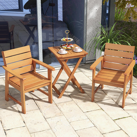 2 Piece Patio Hardwood Chair with Slatted Seat and Inclined Backrest - Tampa Home & Garden Store