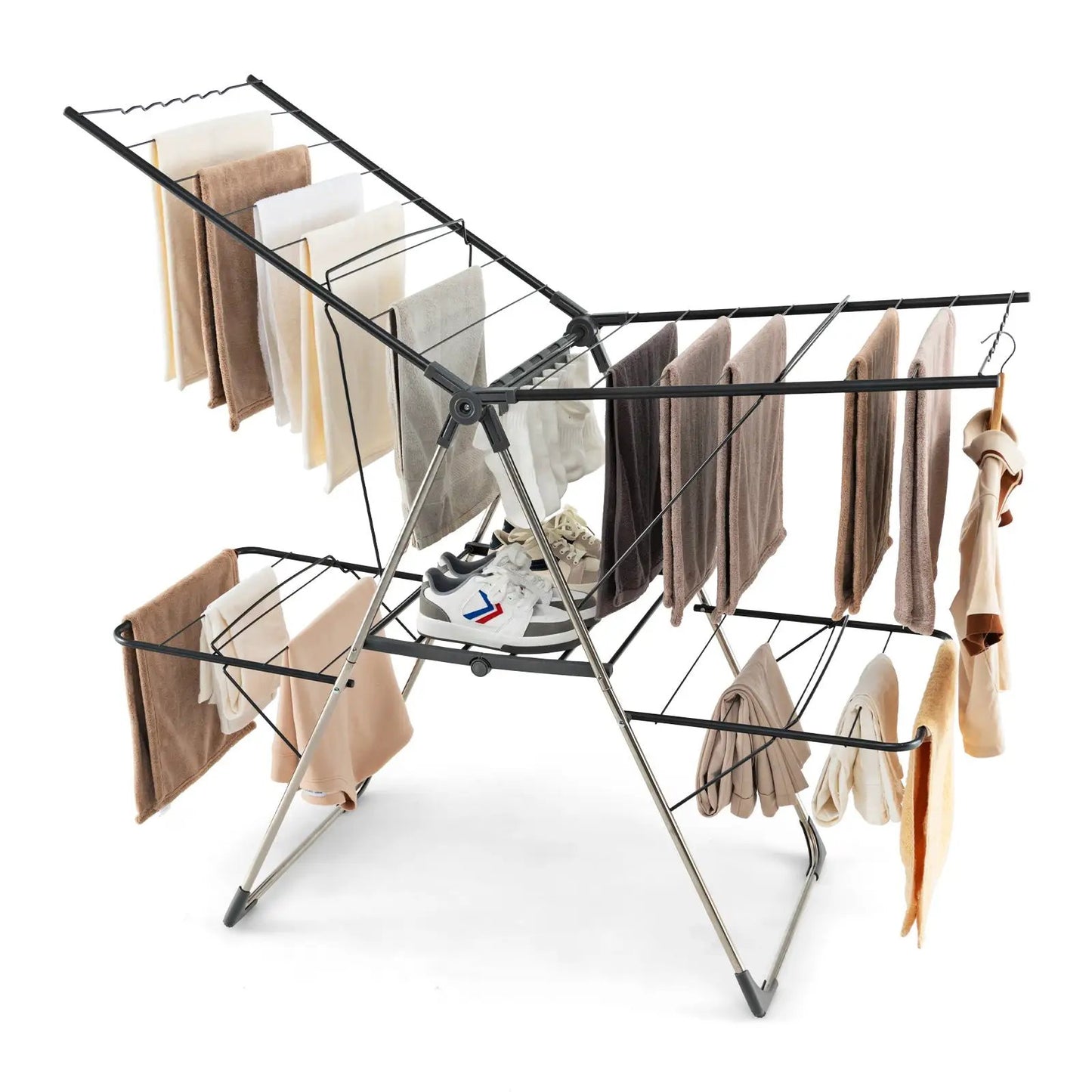 2-Tier Clothes Drying Rack with 33 Drying Rails and Height Adjustable Gullwings - Tampa Home & Garden Store