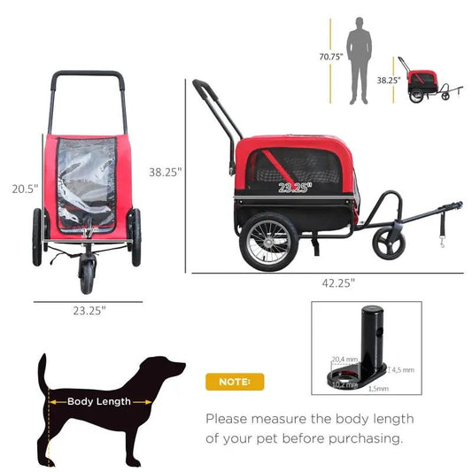 2-in-1 3-wheel pet jogging stroller bike trailer in red and black by Furr Baby Gifts on Tampa Home & Garden Store